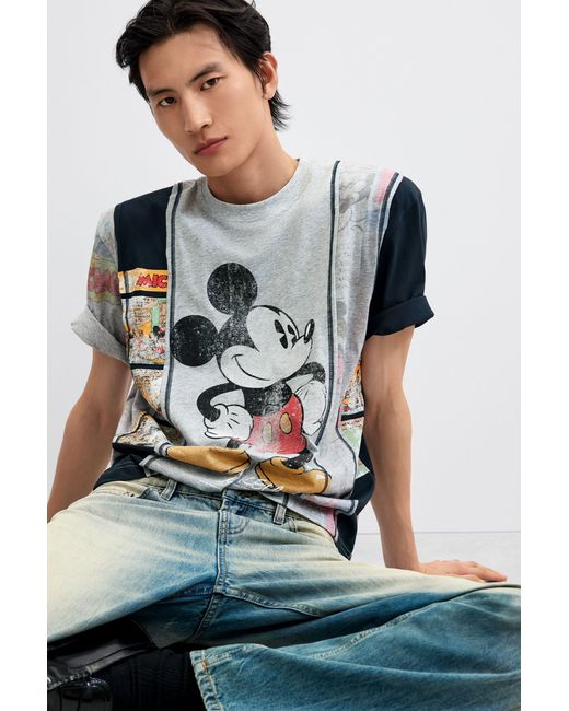 Desigual Blue Mickey Collage T-Shirt, Cotton for men
