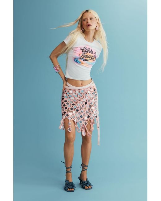 Sandalia Apliques Flor, Mujer, Algodon, Azul Desigual de color Blue