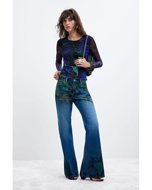 Desigual Blue Flare Jeans M. C. Lacroix, Cotton
