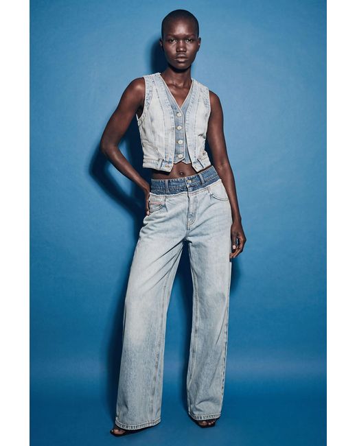 Desigual White Combined Denim Vest