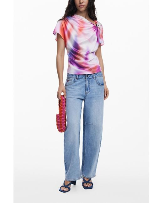 Desigual Multicolor Ombre Draped Blouse, Polyester