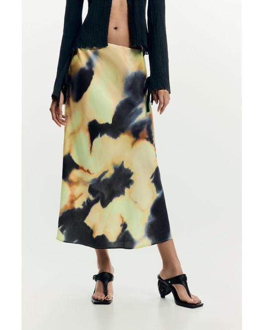 Desigual Black Printed Midi Skirt, Polyester