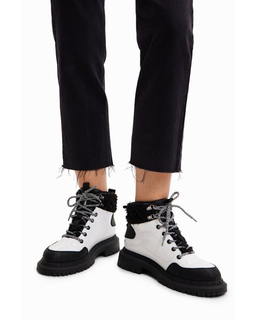 Desigual Black Lace-Up Trekking Boots