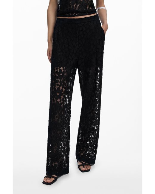 Desigual Black Lace Pants, Polyester