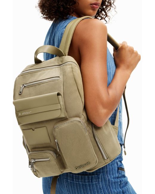 Desigual Natural L Canvas Pockets Backpack