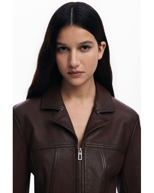 Desigual Black Peplum Leather Biker Jacket