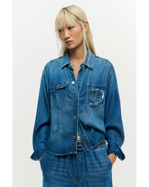 Desigual Blue Denim Jacket Logo