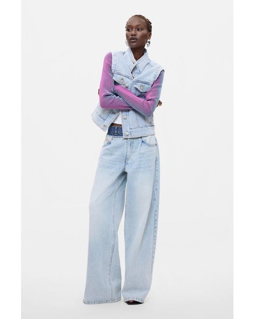 Desigual Blue Detachable Jacket, Cotton