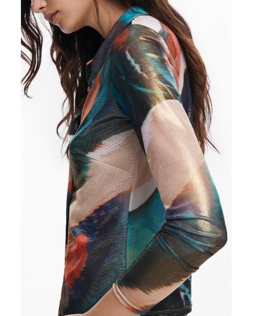 Desigual Blue Multitone Blouse, Polyester