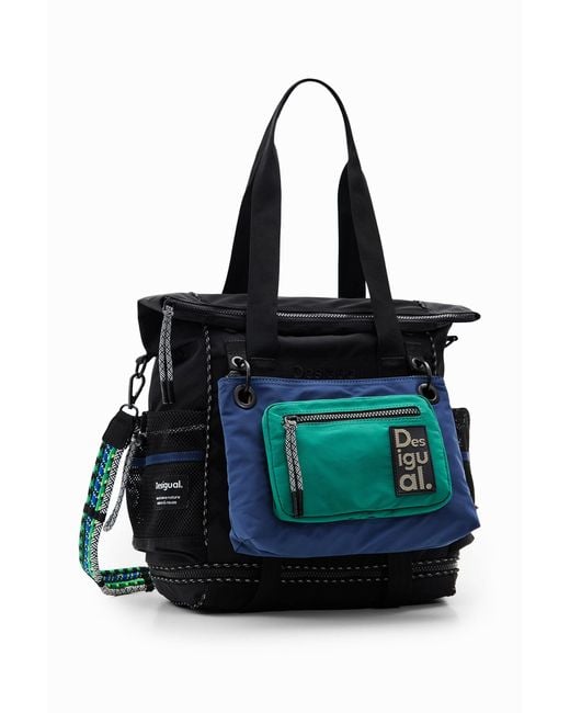 Desigual Black Large Multi-Position Nylon Backpack, Polyester