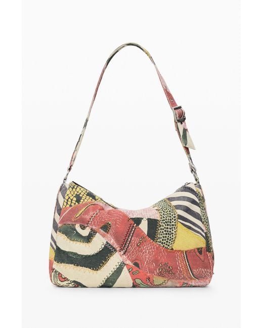 Desigual White Medium Printed Bag, Cotton