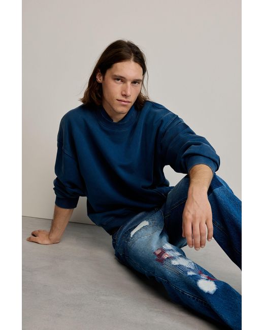 Desigual Blue Plain Sweatshirt Logo, Cotton for men