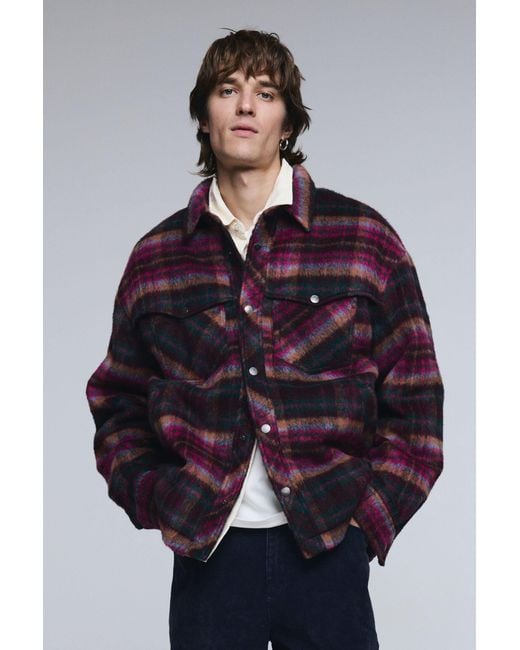 Desigual Red Checked Jacket With Pockets for men