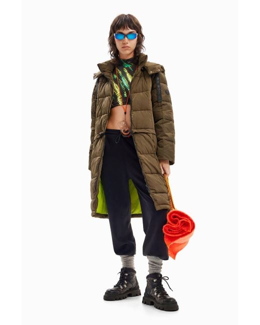 Desigual Green Detachable Padded Coat, Polyamide