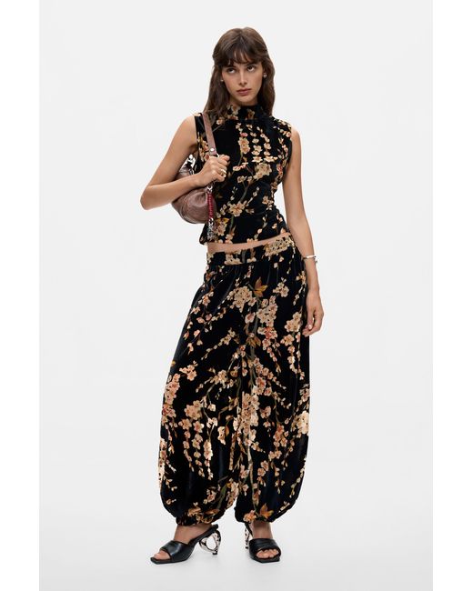 Desigual Black Long Printed Trousers