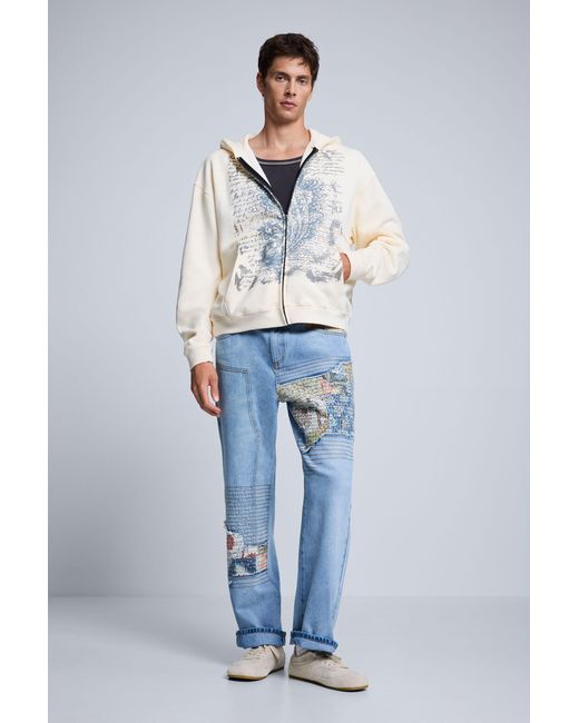 Desigual Blue Printed Sweatshirt, Cotton for men