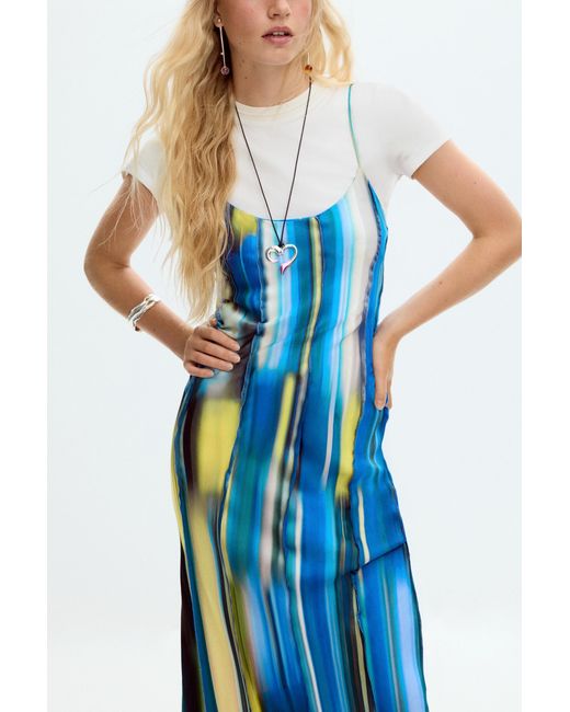 Desigual Blue Combined Dress, Viscose