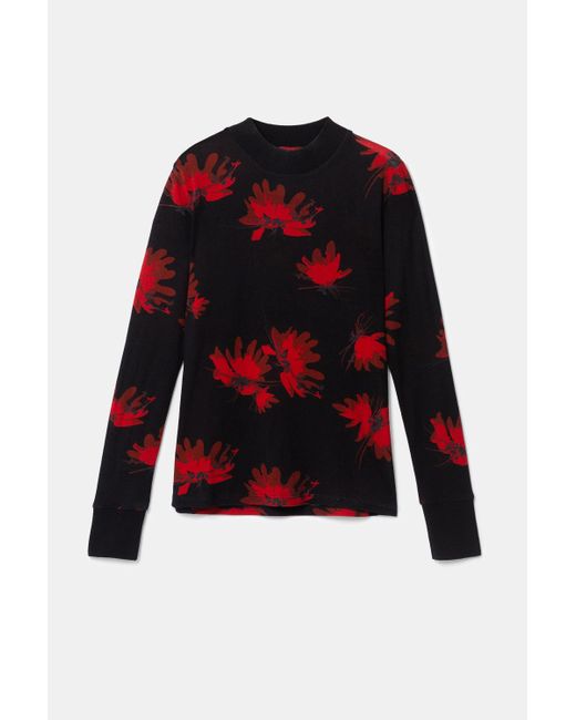 Desigual Red Long Sleeve Floral T-shirt