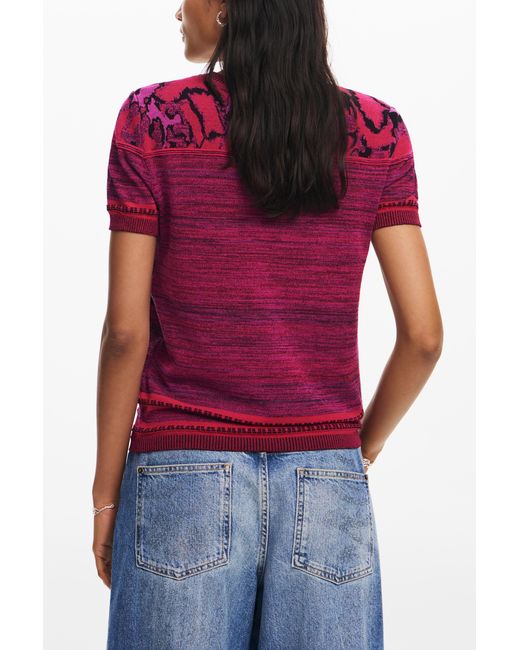 Desigual Red Butterfly Knit T-Shirt