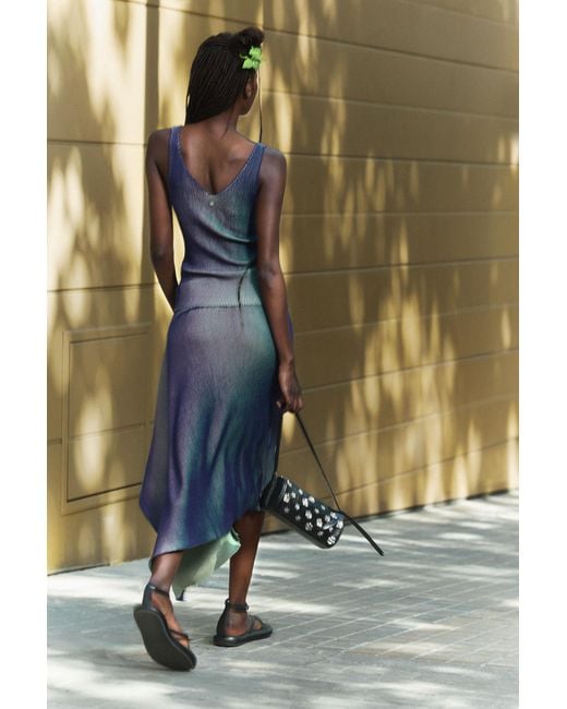 Desigual Blue Long Iridescent Knit Skirt