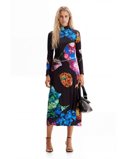Desigual Blue Slim Mineral Midi Dress