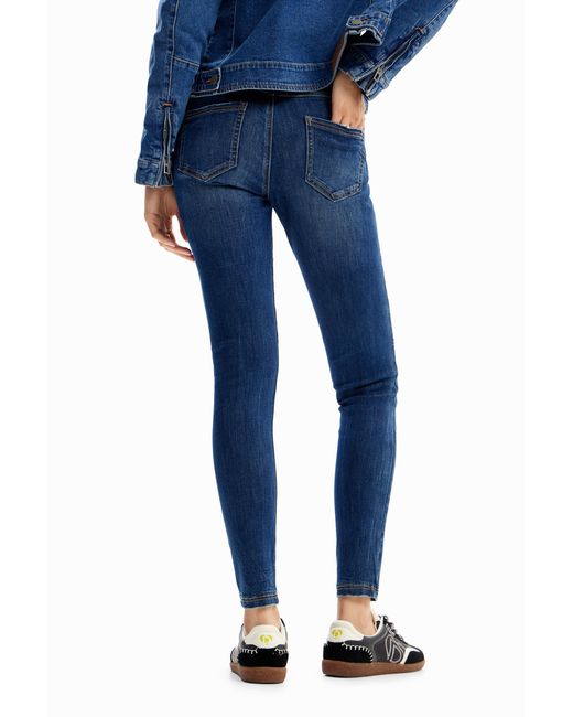 Desigual Blue Slim Biker Jeans, Cotton
