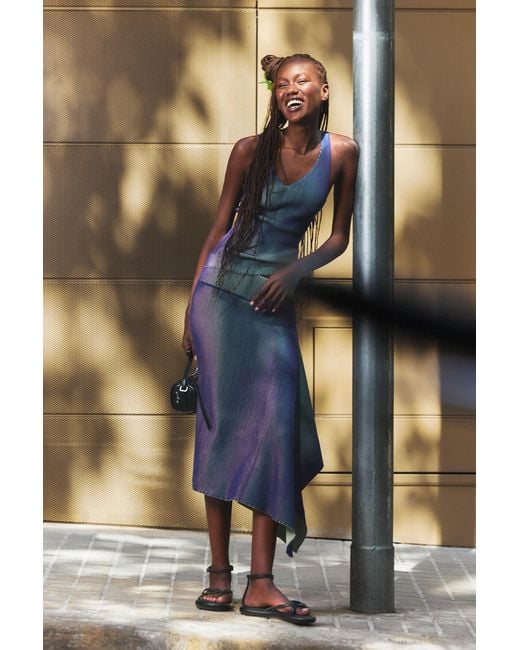 Desigual Blue Long Iridescent Knit Skirt