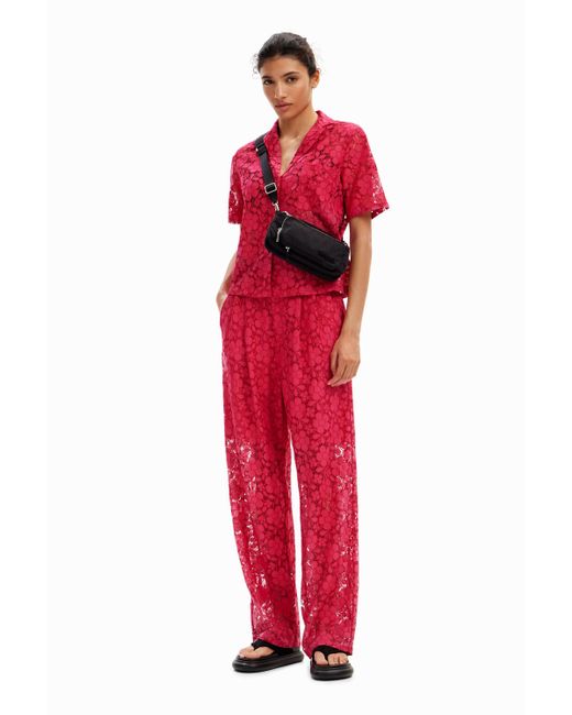 Desigual Tailored Floral Lace Trousers