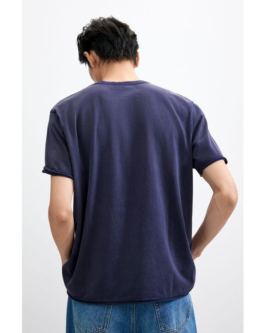 Desigual Blue Embroidered Knit T-Shirt, Cotton for men