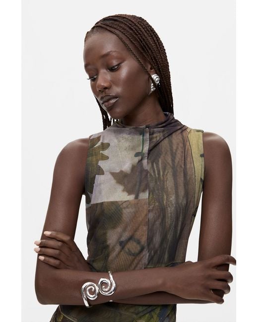 Desigual Green Asymmetric Sleeveless Dress, Polyester