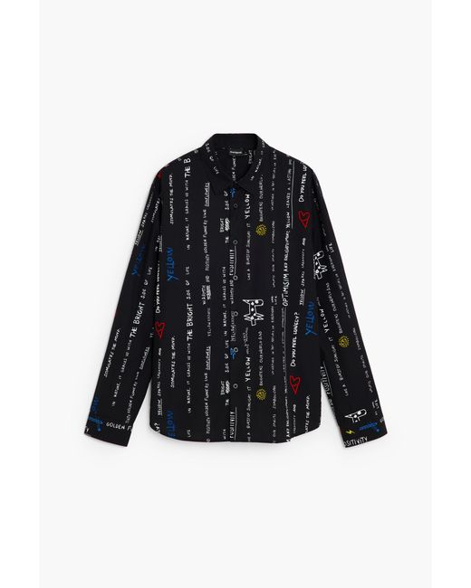 Desigual Black Printed Shirt, Cotton for men