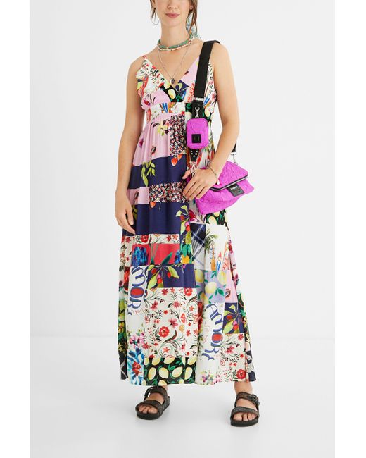 Desigual White Langes Kleid Patch