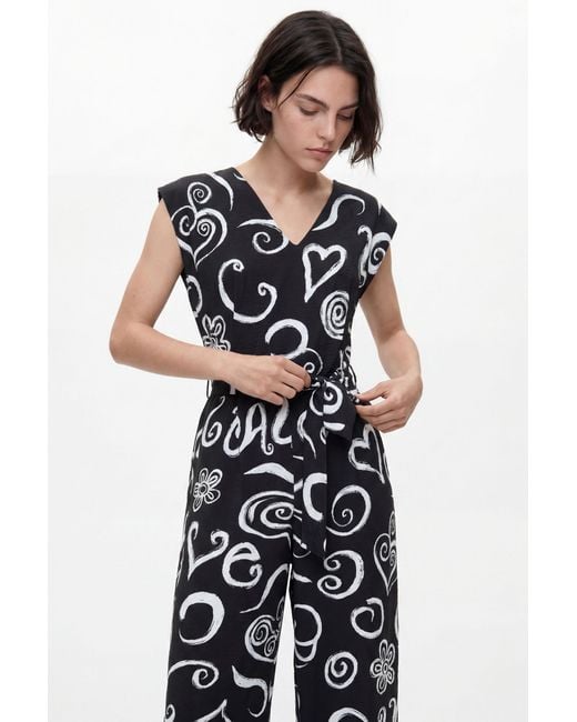 Desigual White Printed Letter Jumpsuit