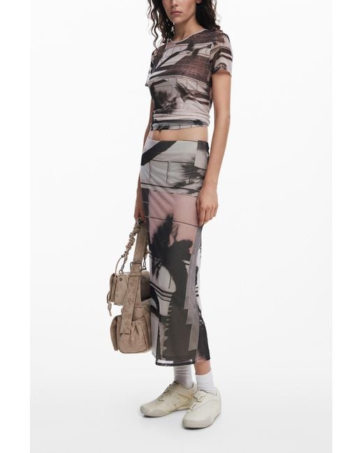 Desigual Black Arty Print T-Shirt, Polyester