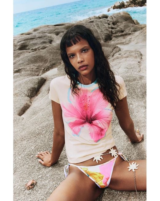 Desigual Pink Floral Printed T-Shirt, Cotton