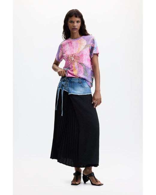 Desigual Red Floral Printed T-Shirt