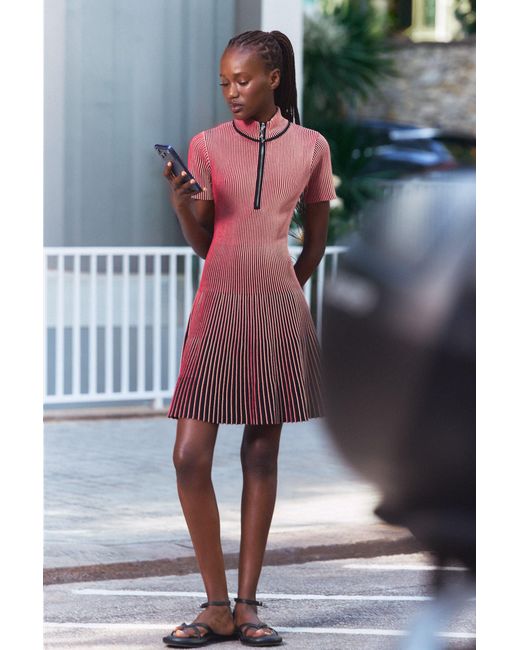 Desigual Red Short Iridescent Knit Dress