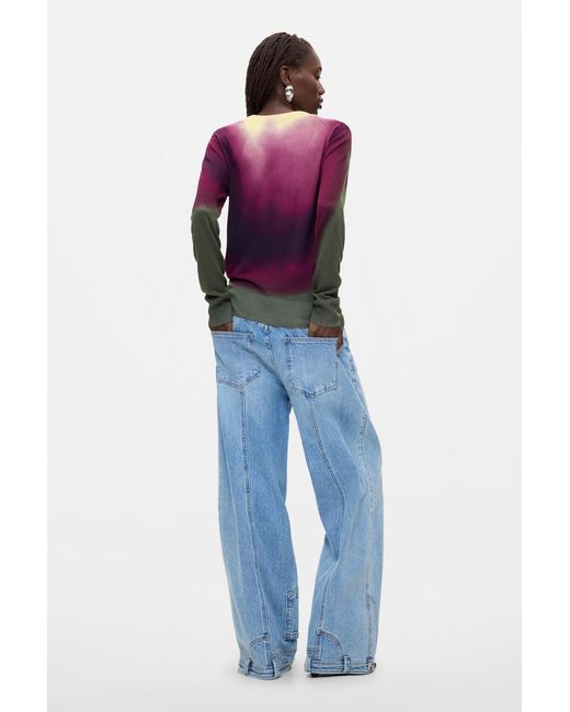 Desigual Purple Dip-Dye Effect Sweater