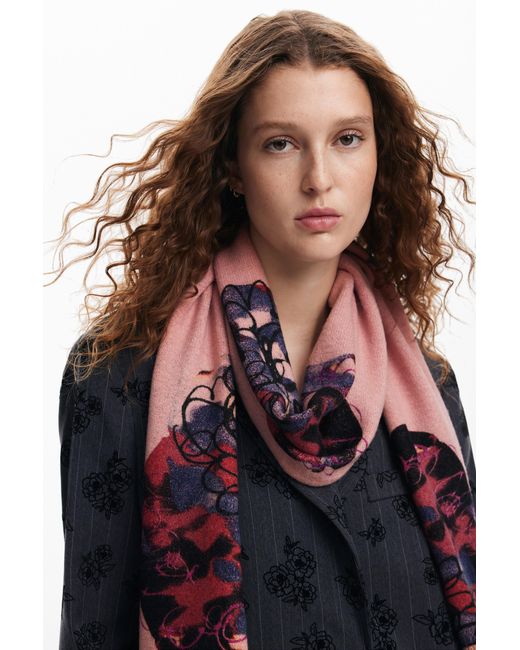 Desigual Red Long Scarf M. Christian Lacroix