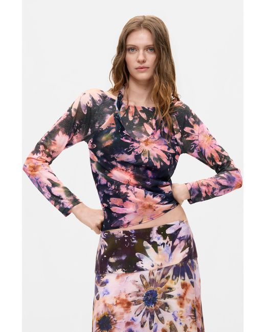 Desigual White Asymmetrical Printed Skirt, Lyocell