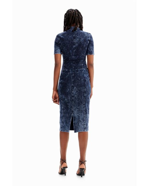 Desigual Blue Zip Midi Dress