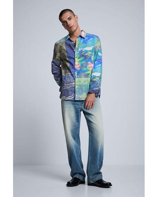 Desigual Blue Paisley Print Shirt for men