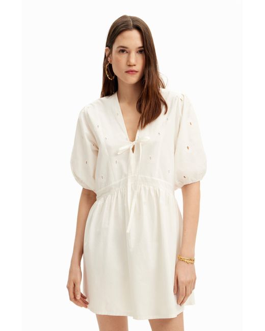 Desigual White Poplin Mini Dress