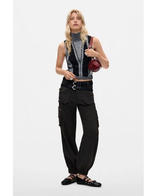 Desigual Black Sleeveless Turtleneck T-Shirt