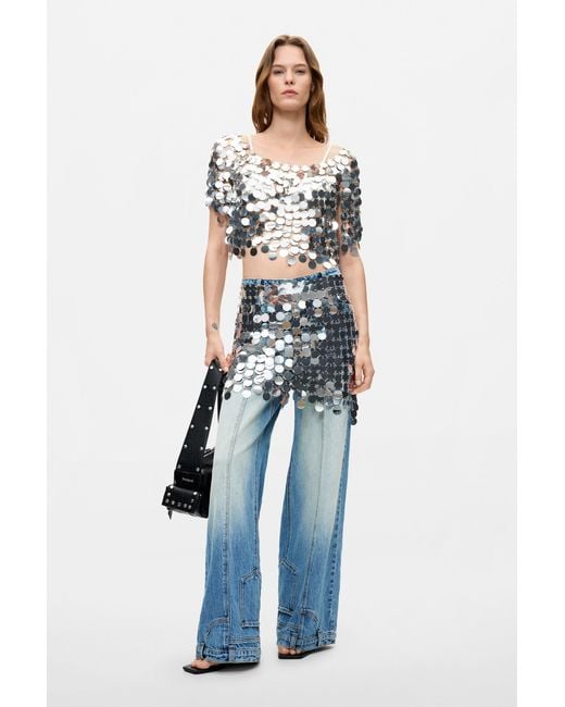 Desigual Blue Short Sequined Pareo, Polyethylene Terephthalate
