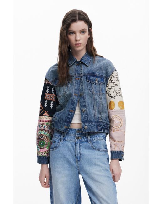 Desigual Blue Tucker Jacket Mandalas