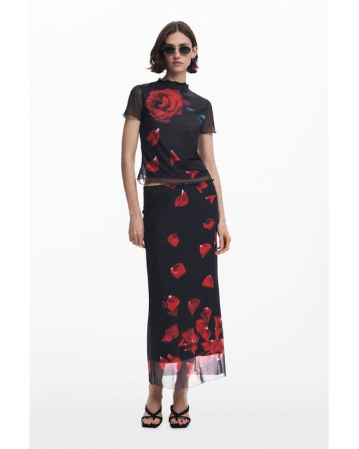 Desigual Red Tyler Mcgillivary Petal Midi Skirt