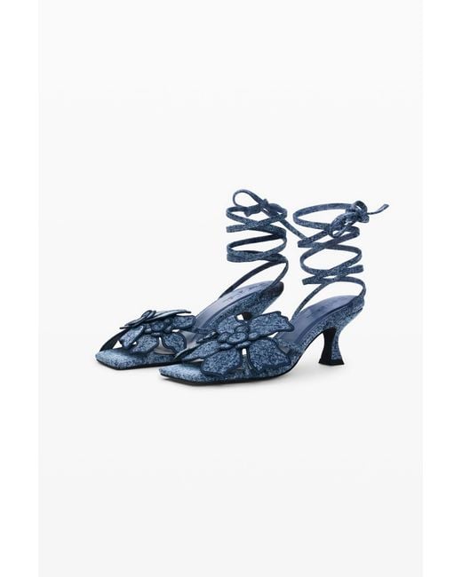 Desigual Blue Floral Appliqué Sandal, Cotton
