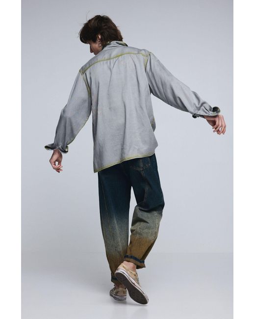 Desigual Gray Shirt Lettering Worn Effect, Lyocell for men