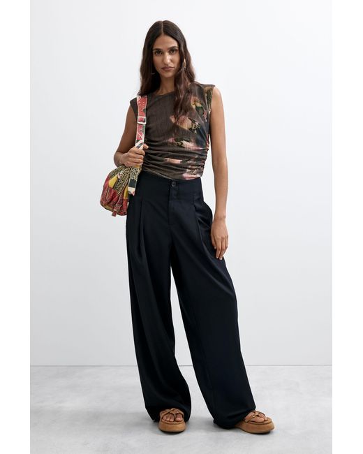 Desigual Blue Long Pleated Trousers